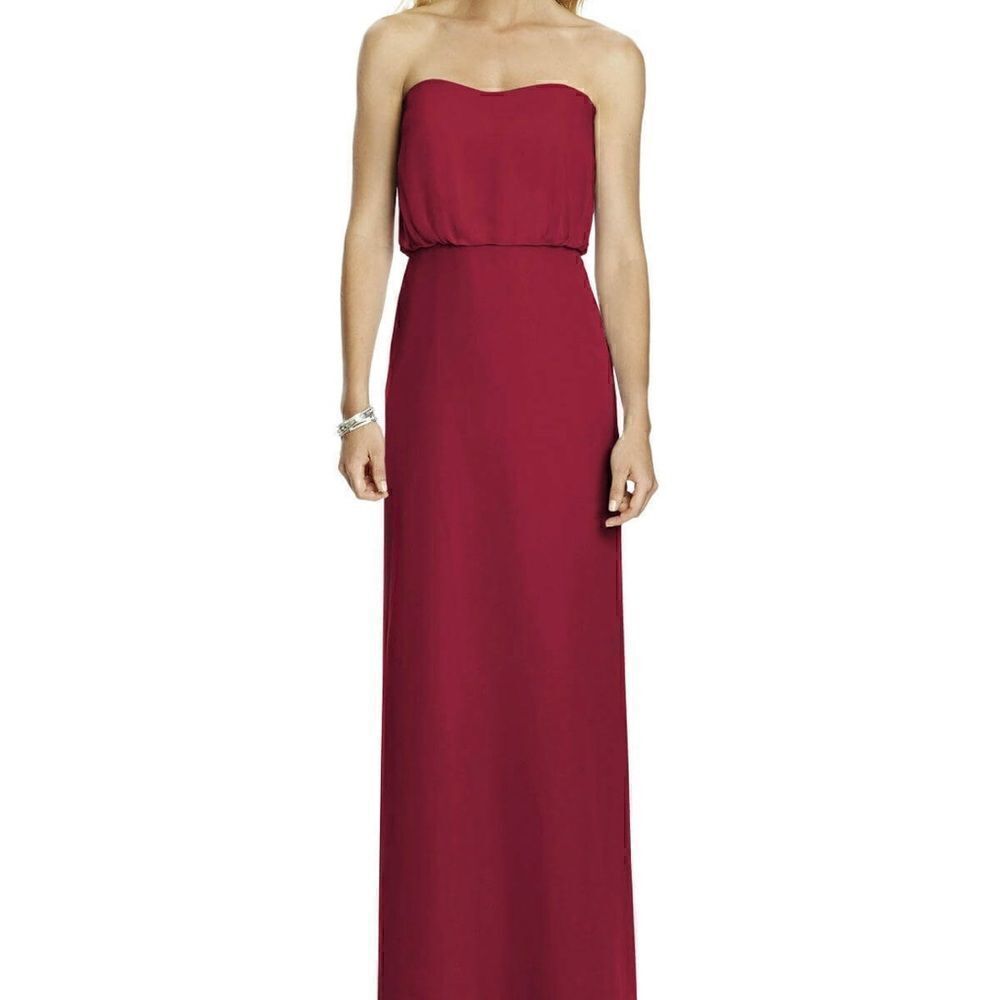 After Six Burgundy Style 6761 Strapless Maxi Dress Sz 8